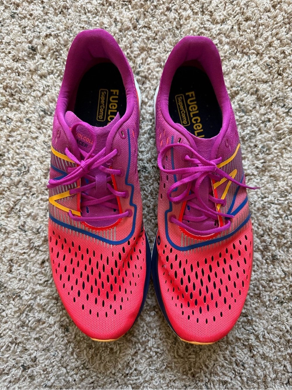 New Balance Women's Bright Pink and Coral FuelCell Running Sneakers